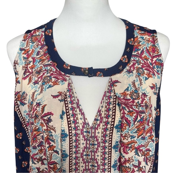 Jodifl Tunic Dress Blouse Size Small Blue Boho Scarf Print Trapeze Swing Top - Picture 2 of 8